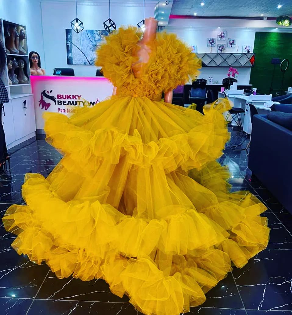 Canary Yellow Tiered Ballgown