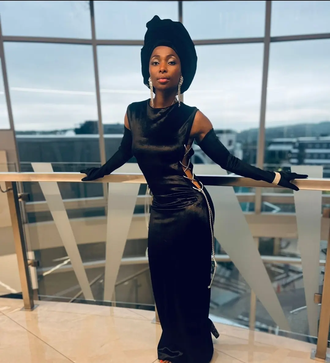 Noir Velvet Column Gown