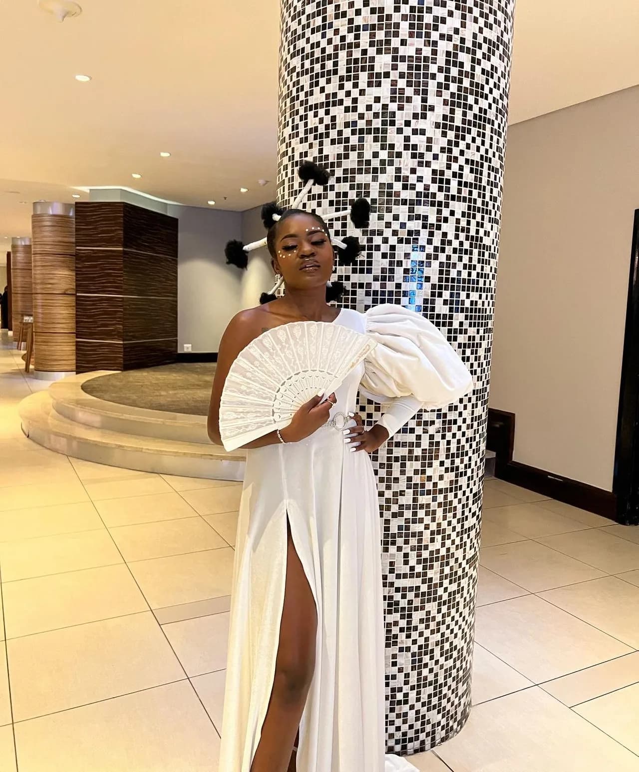 Avant-Garde Ivory Slit Gown