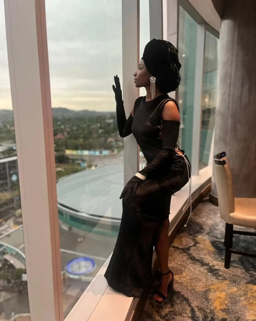 Skyline Silhouette Velvet Gown