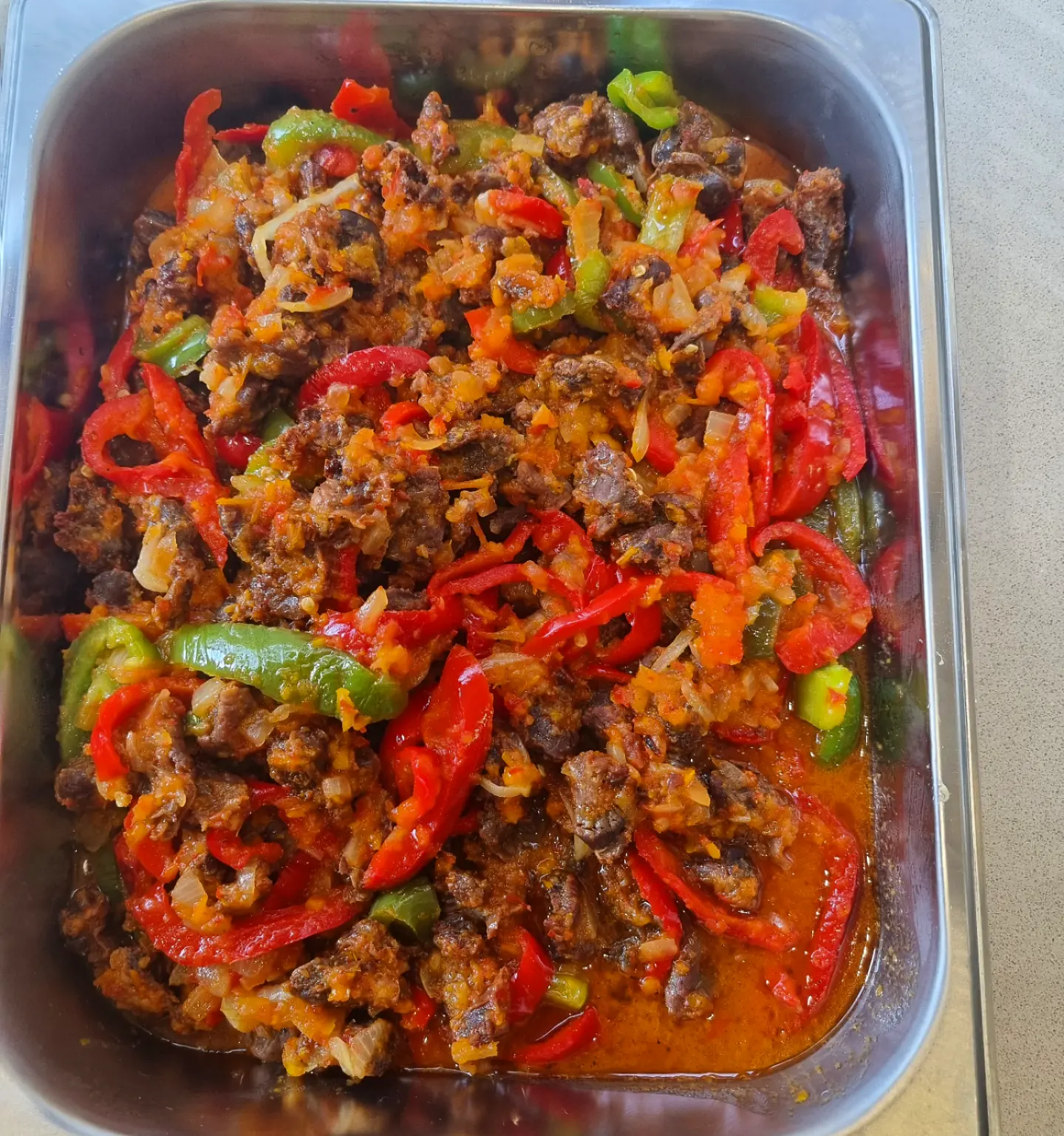 Spicy Peppered Goat Meat (Asun) Catering Tray