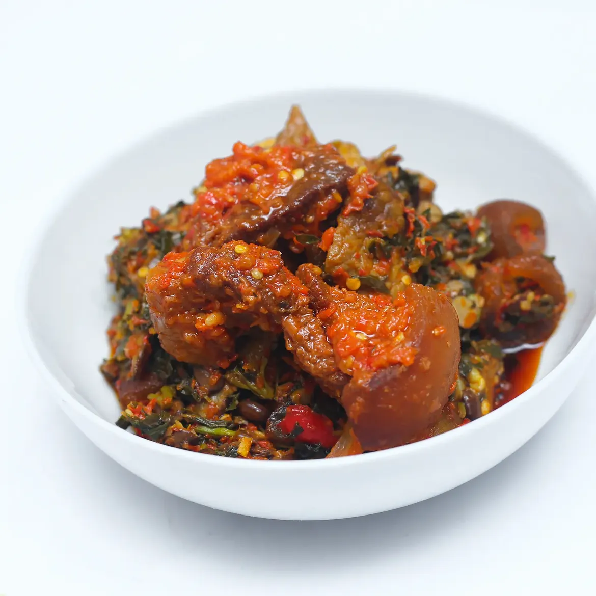 Rich Efo Riro with Tender Ponmo & Beef