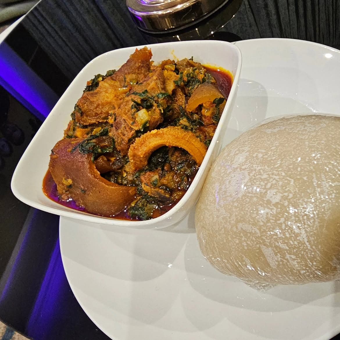 Pounded Yam with Rich Assorted Vegetable Soup
